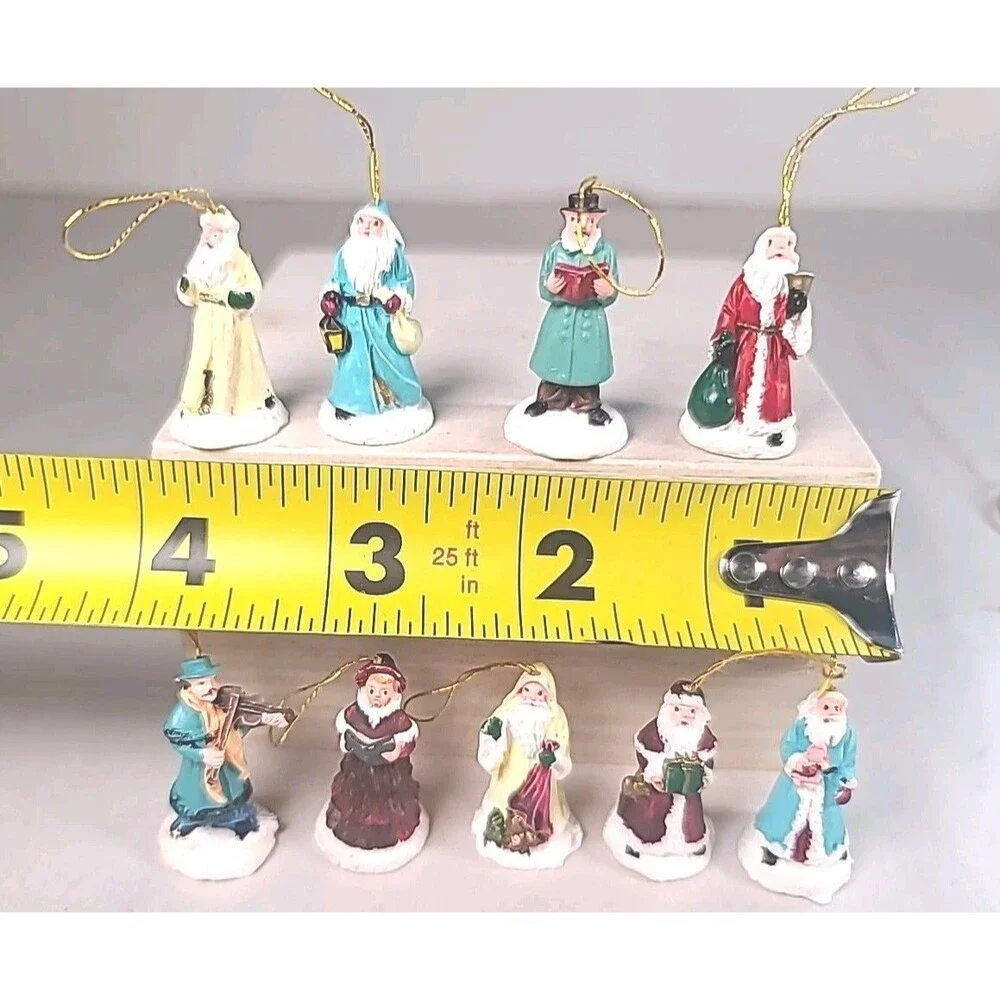Set Of 9 Vintage Mini Ornaments Victorian Christmas Santa Claus